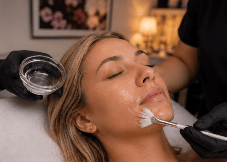 Marta applying a facial treatment